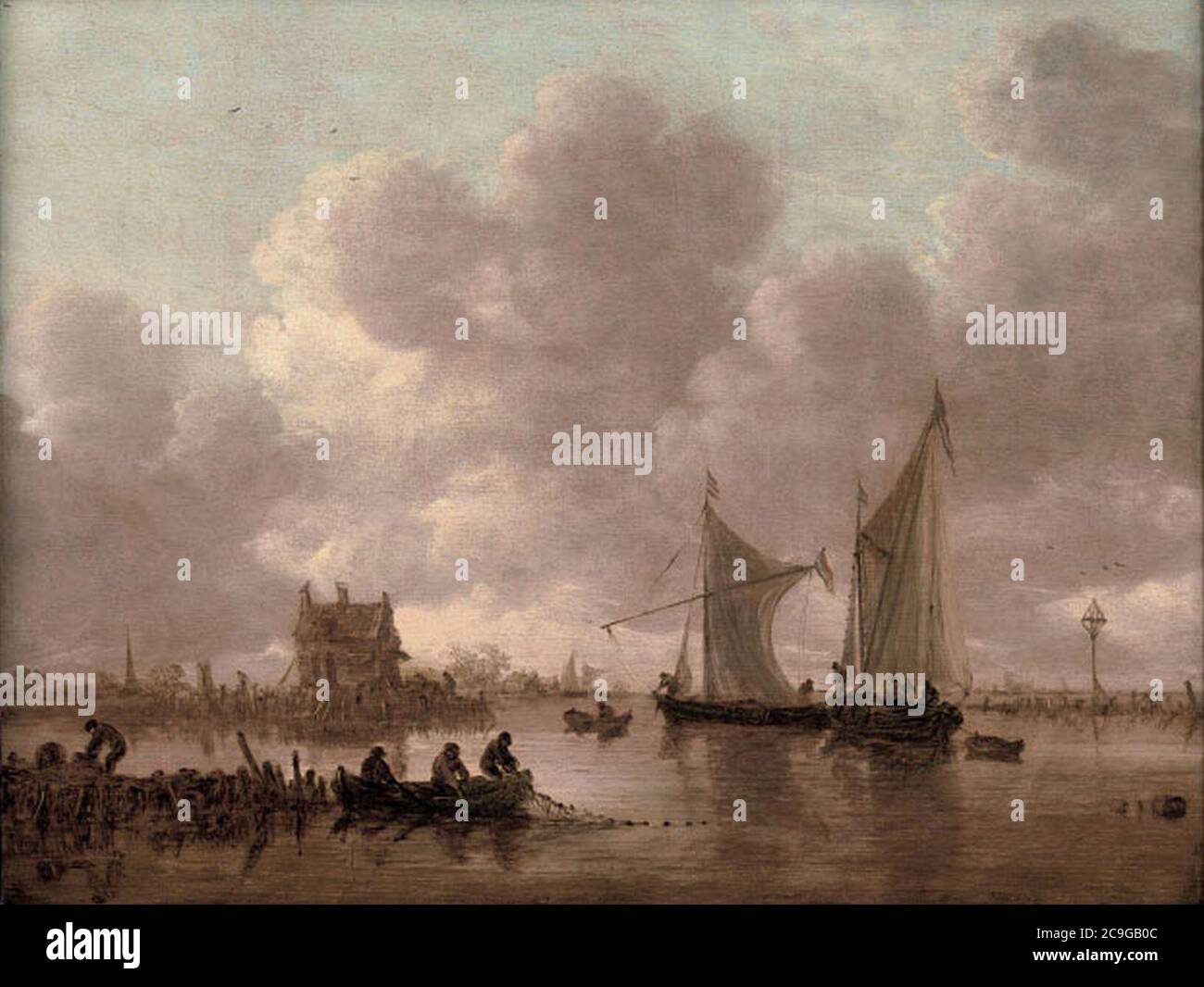 Jan van Goyen - View of Dordtse Kil with Shipping and Old Toll House 2010 AMS 02849 0030 000. Stock Photo