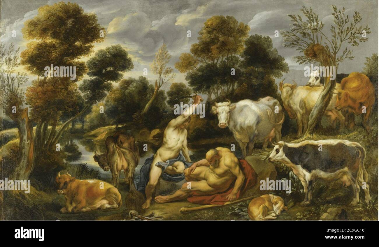 Jacob Jordaens - Mercury and Argus 427L11034 62XP6. Stock Photo