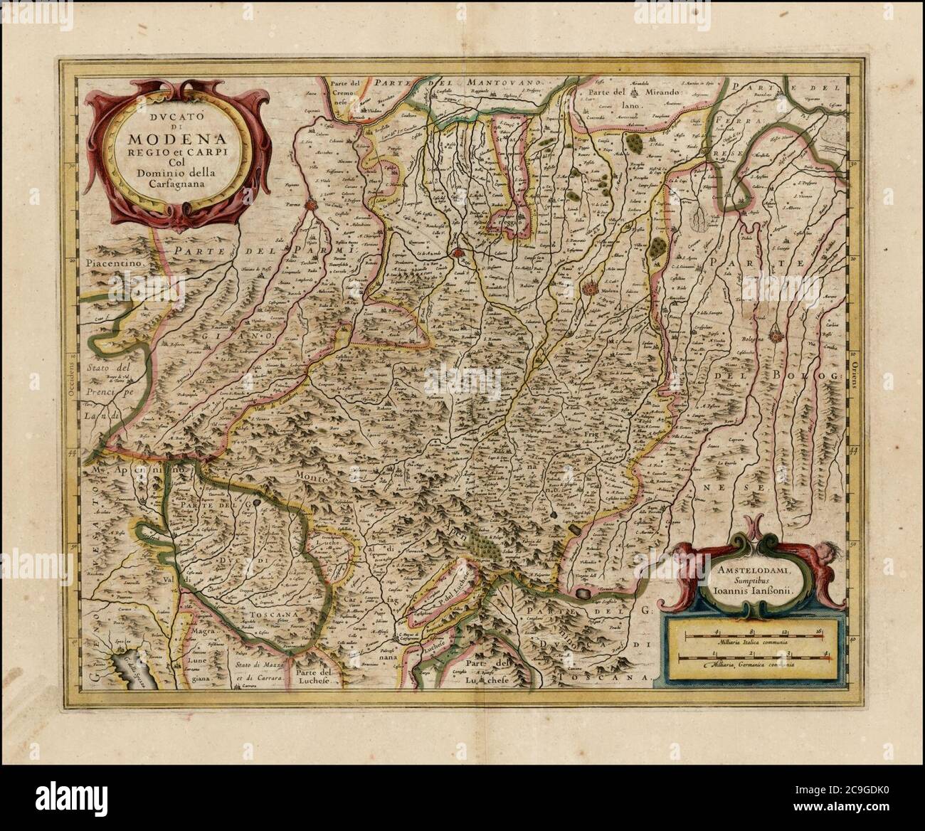 Jan Jansson - Ducato di Modena Regio et Carpi col dominio della Carfagnana. Stock Photo