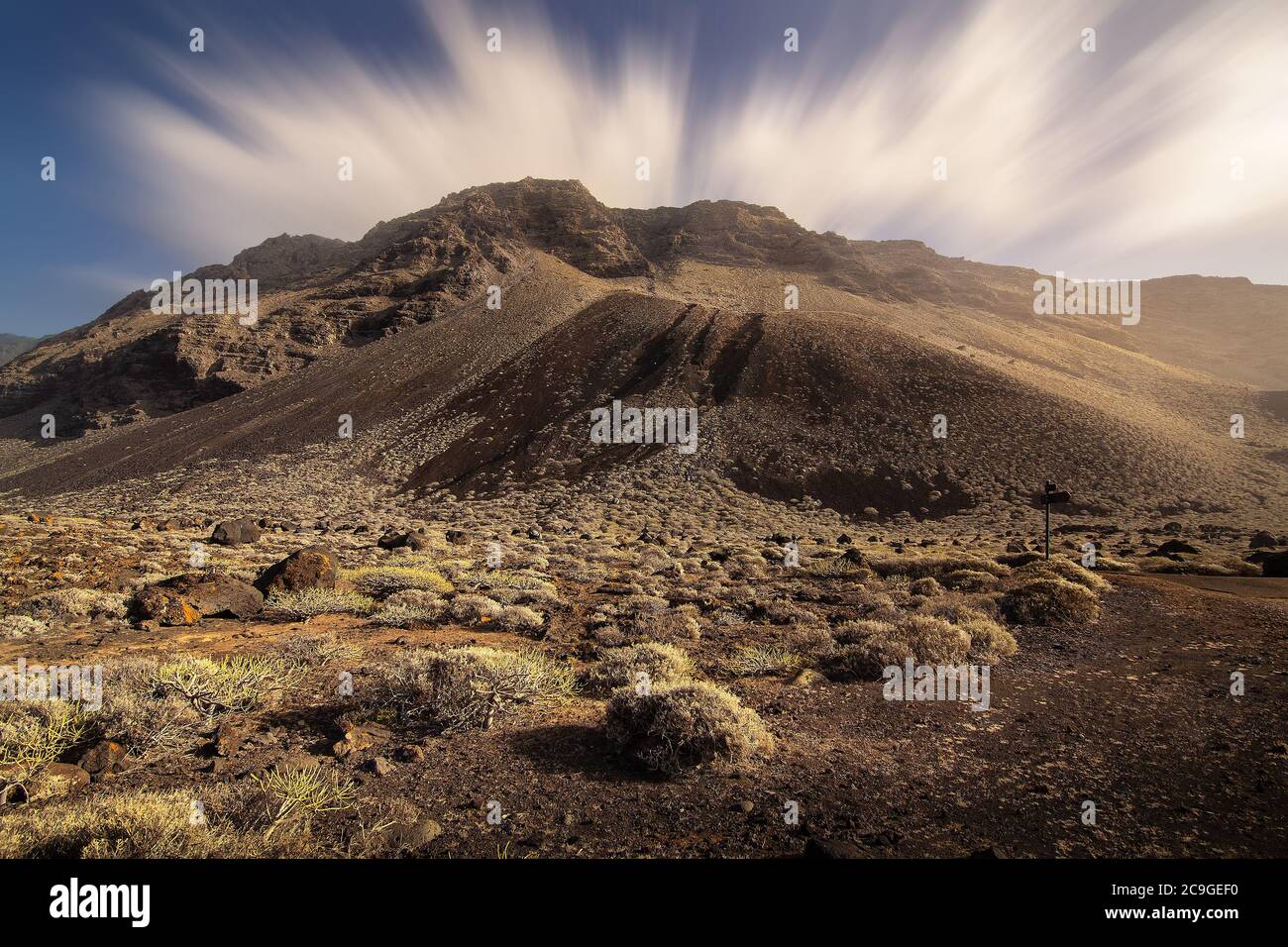 Desertic landscape in El Hierro, canary islands. Stock Photo