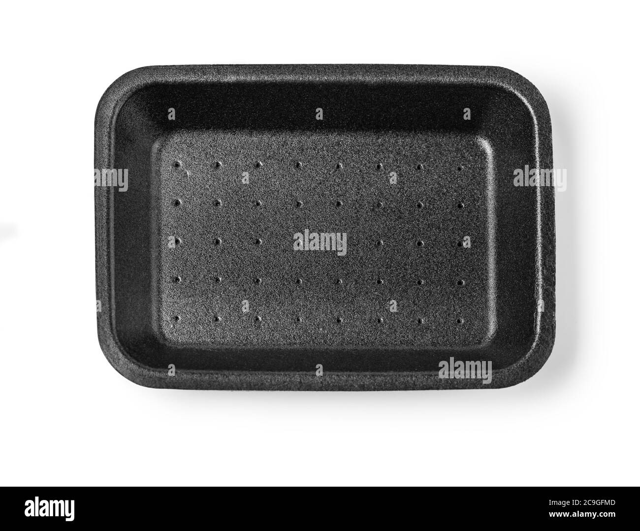 Disposable Black Styrofoam Food Trays on White Background with clipping path Stock Photo