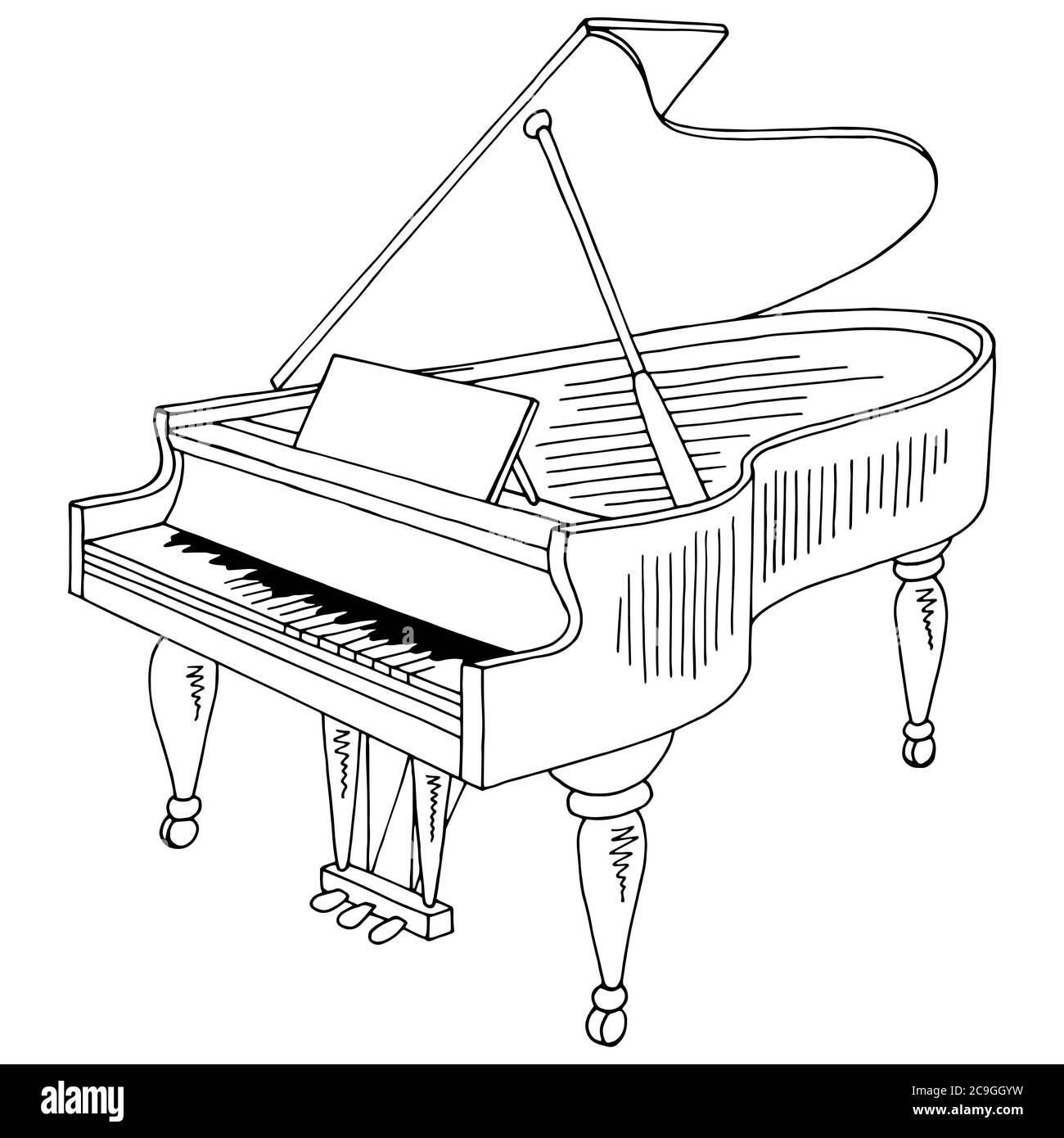 Grand piano graphic black white isolated sketch illustration vector Stock  Vector Image & Art - Alamy