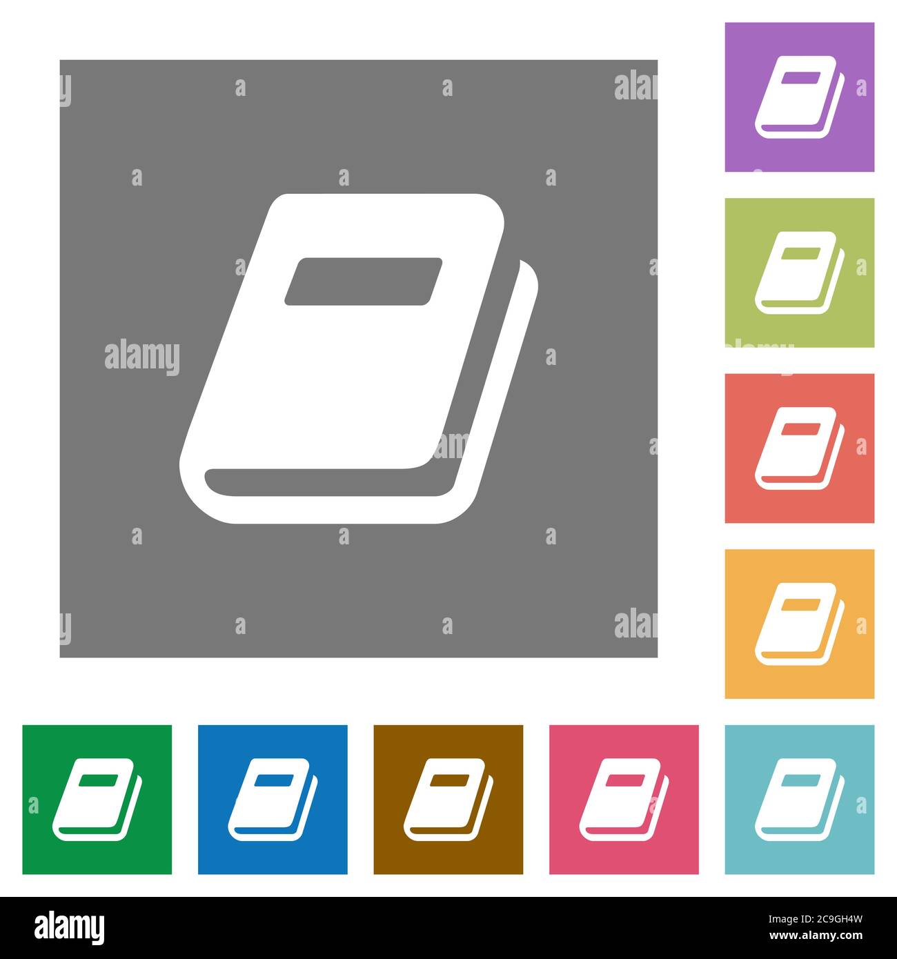 Personal diary flat icons on simple color square backgrounds Stock Vector