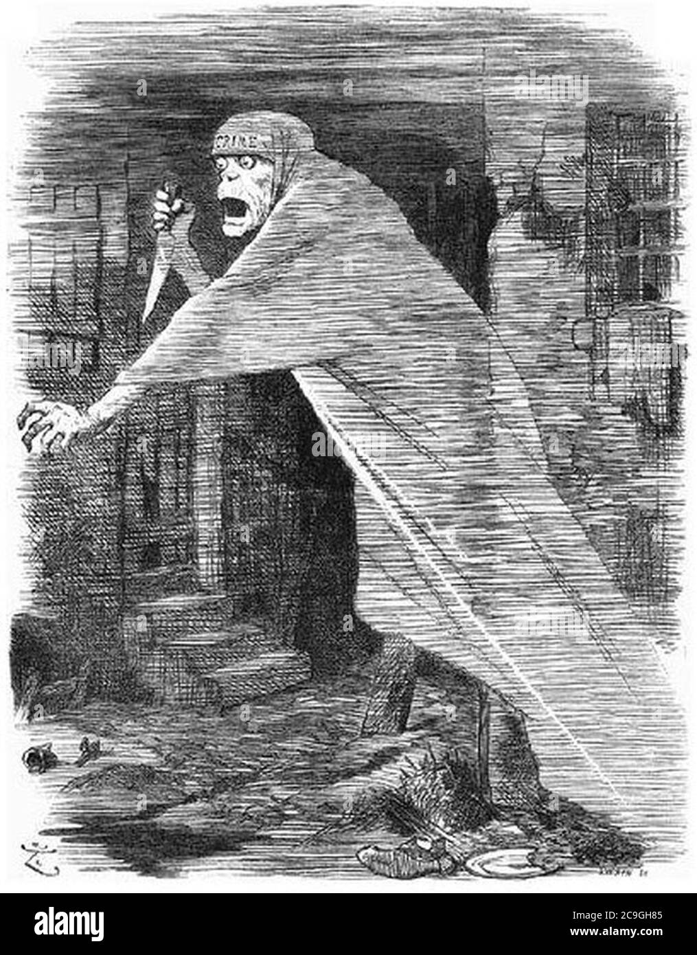 Jack-the-Ripper-The-Nemesis-of-Neglect-Punch-London-Charivari-cartoon-poem-1888-09-29. Stock Photo