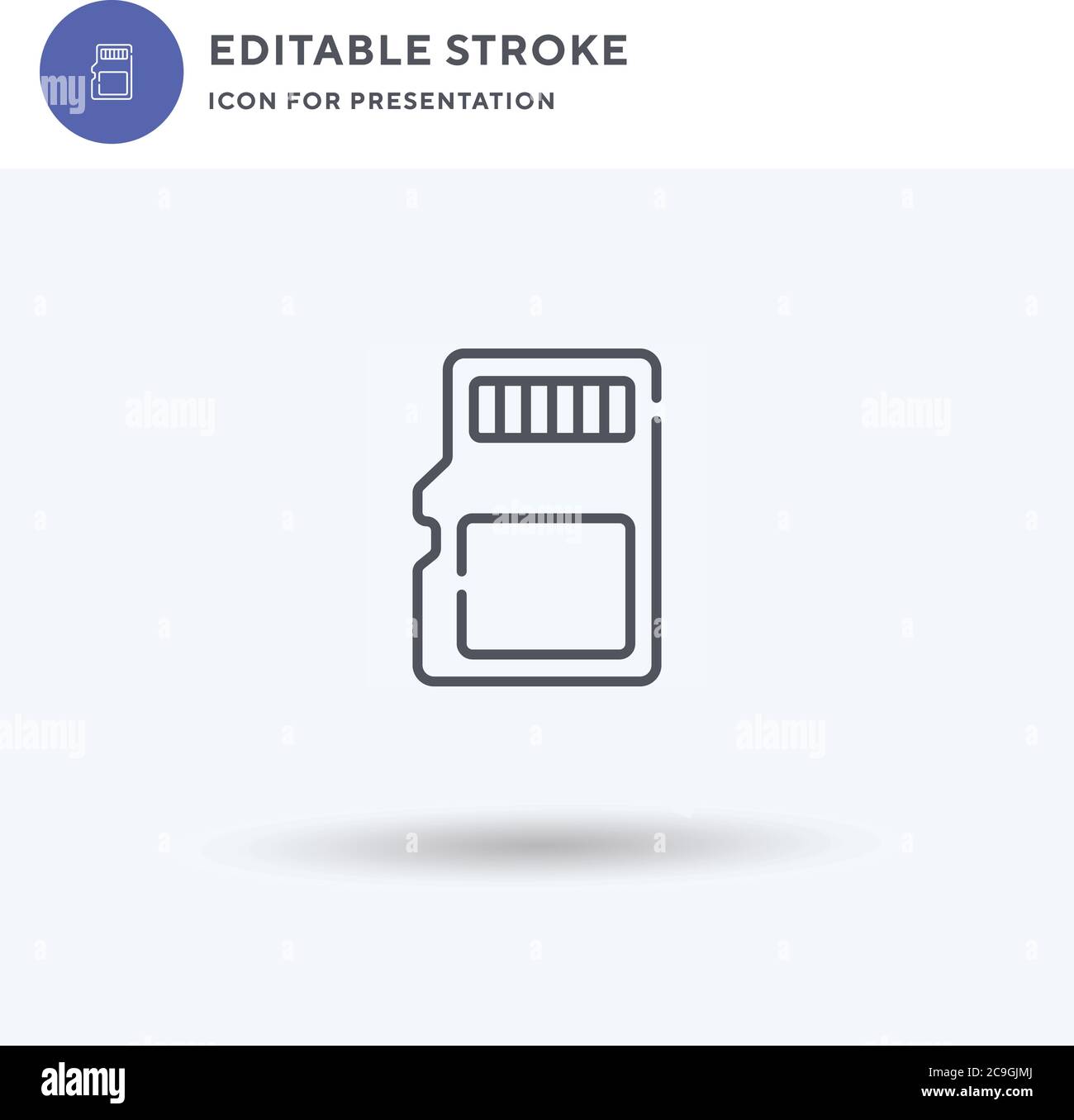 Micro Sd icon vector, filled flat sign, solid pictogram isolated on white, logo illustration. Micro Sd icon for presentation. Stock Vector