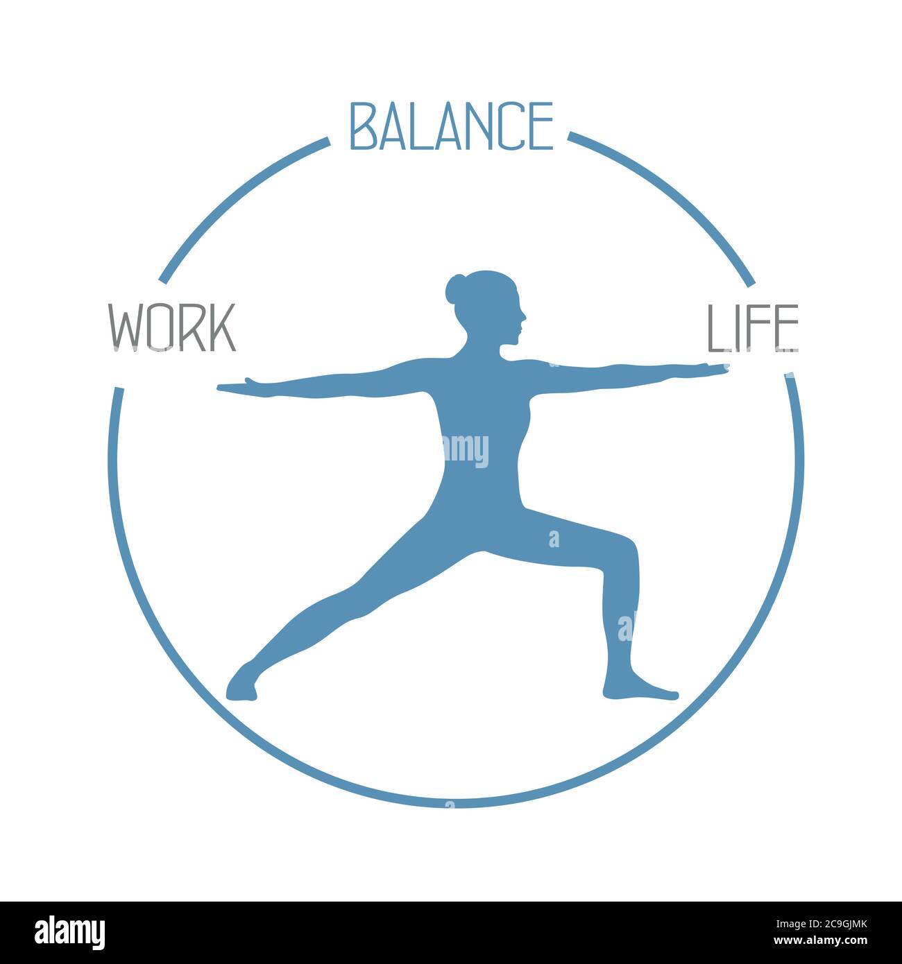 yoga girl work life balance circle healthy lifestyle vector ...