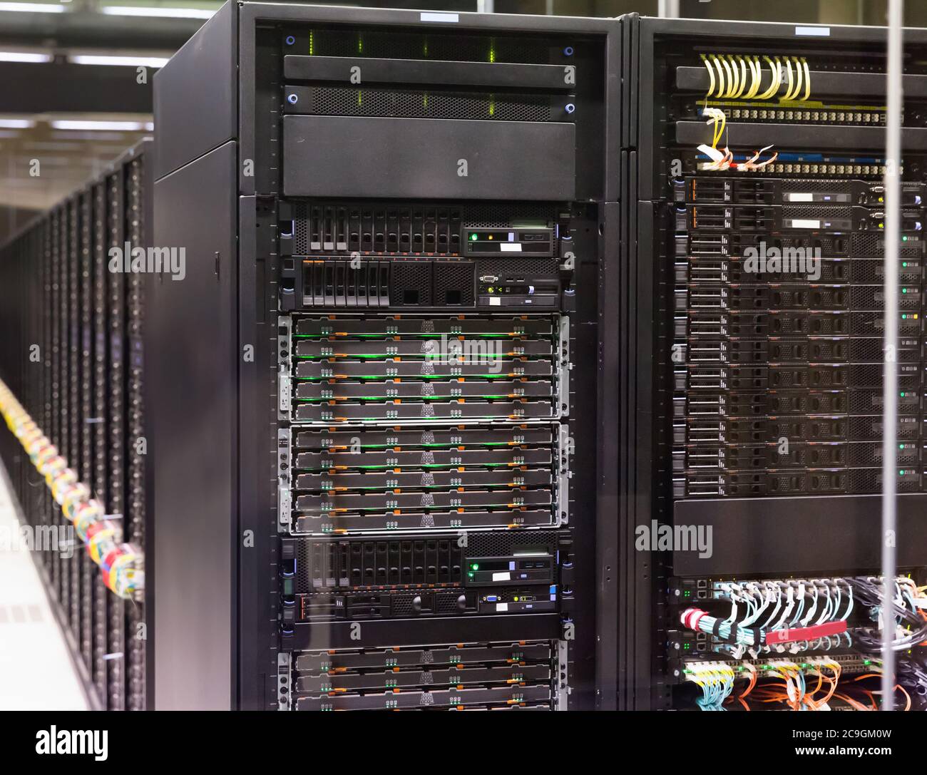Closeup of modern hardware in server room of data center Stock Photo ...