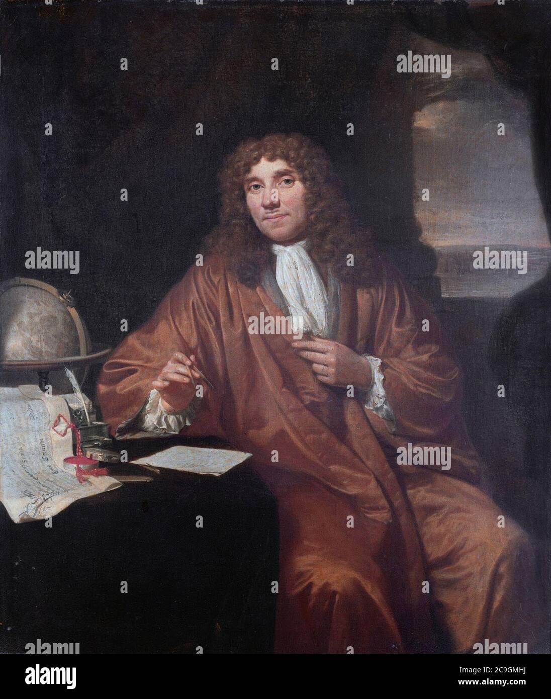 Jan Verkolje - Antonie van Leeuwenhoek. Stock Photo