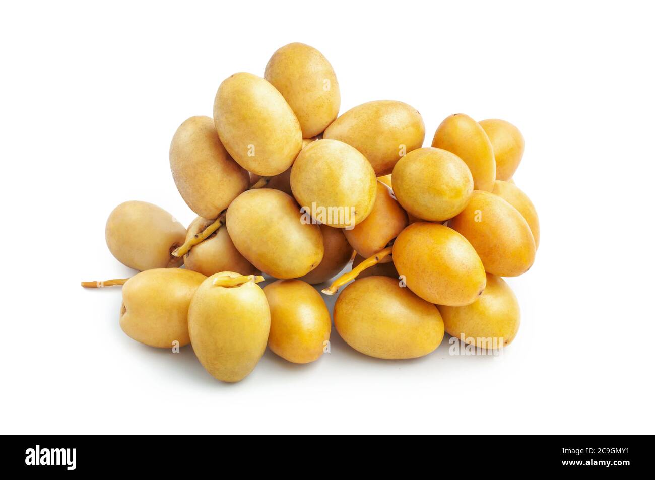 Bunch of Fresh Date Fruit isolated on white background, clipping path included. Stock Photo