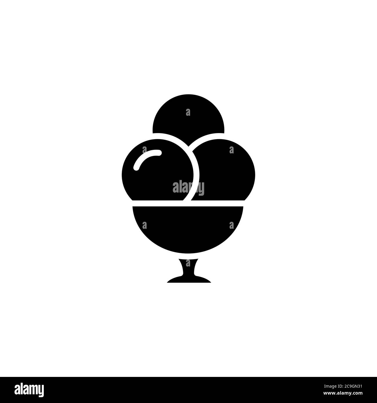 Ice cream balls in cup icon. dessert or sweetness in glass. simple sign ...