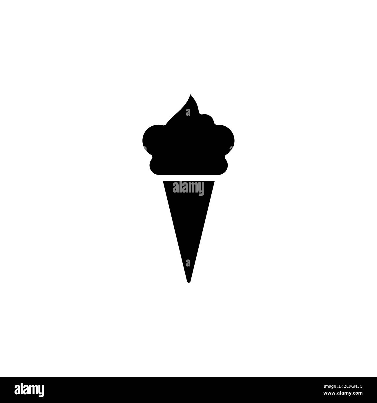 Ice cream in waffle cone icon. Simple sign, logo Stock Vector Image ...