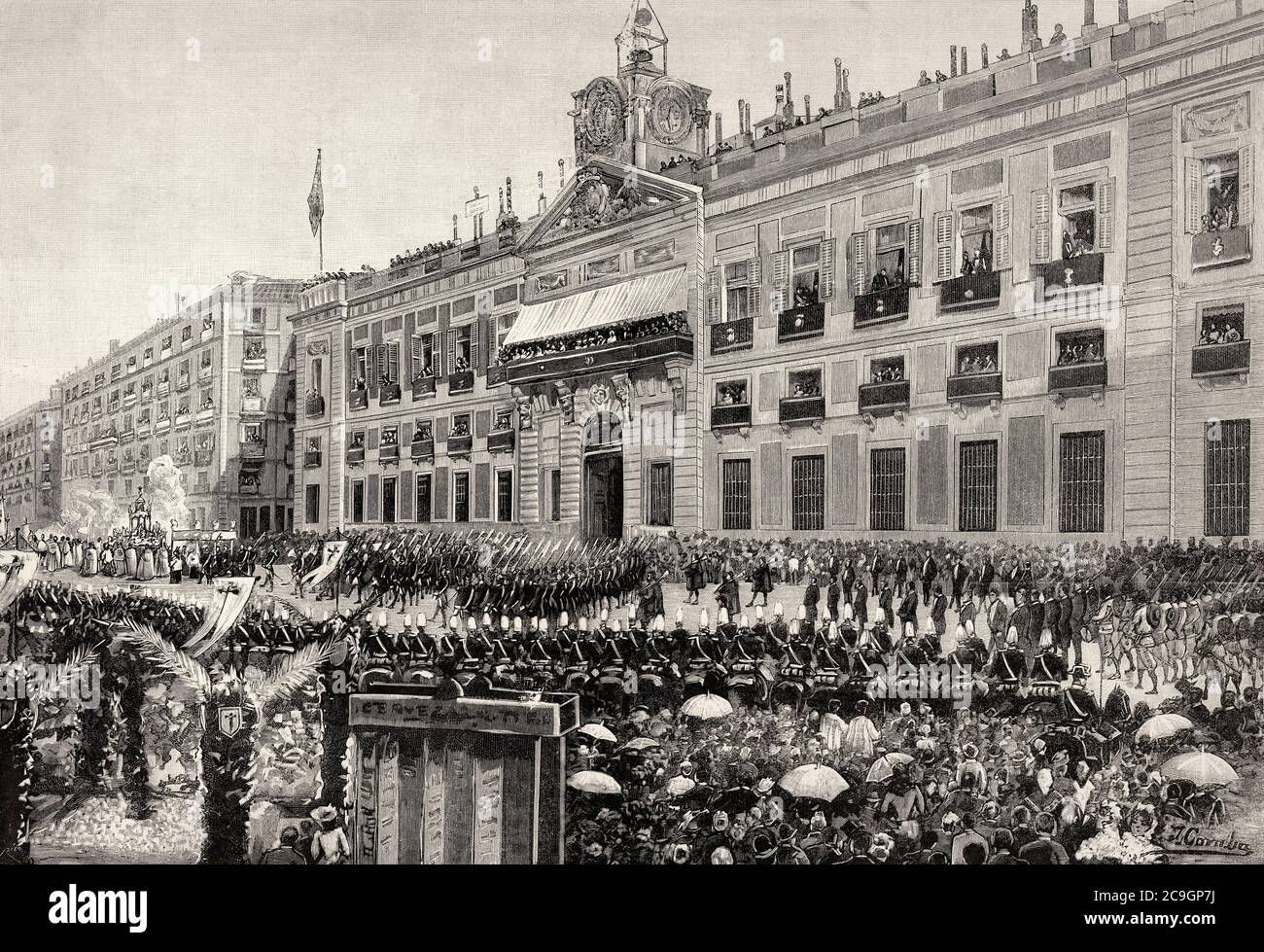 Traditional Corpus Christi Procession at Puerta del Sol 1890, Madrid