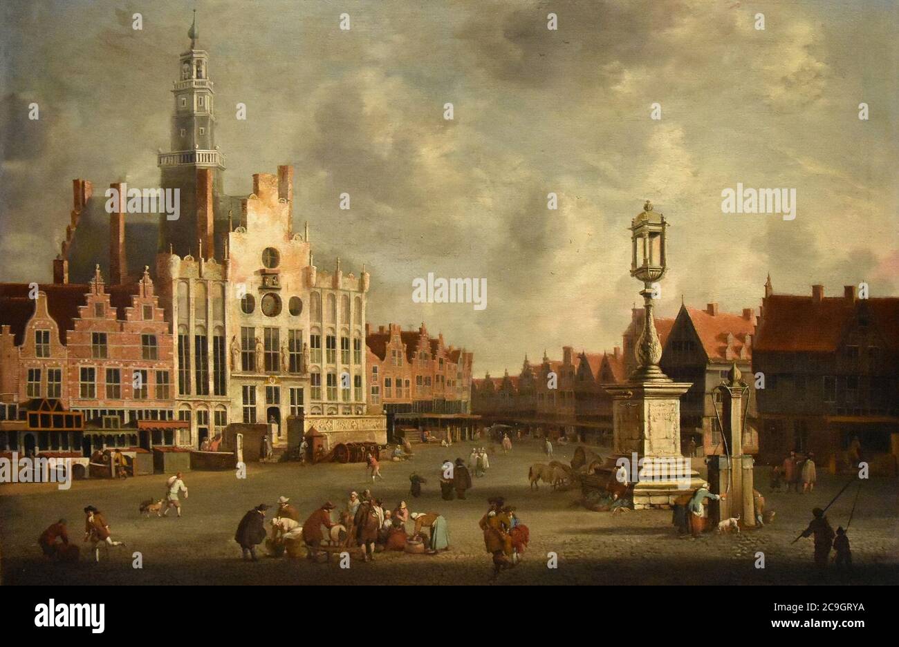 Jan Abrahamsz. van Beerstraten (1622-1666) De markt te Den Bosch Stock Photo