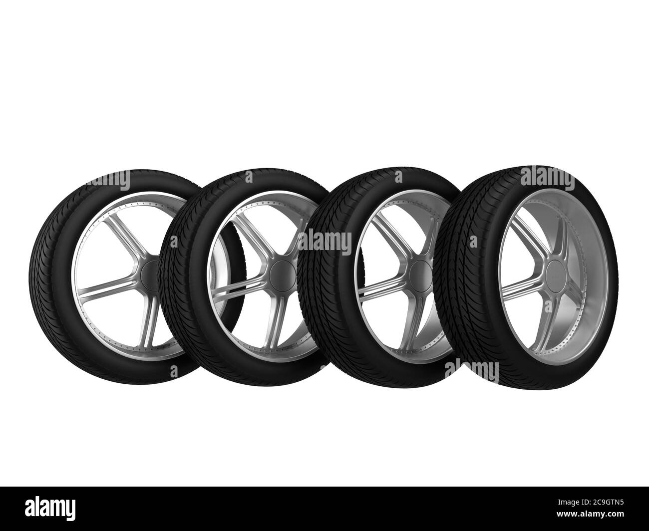 Car wheels isolated on white background. 3D rendering Stock Photo - Alamy