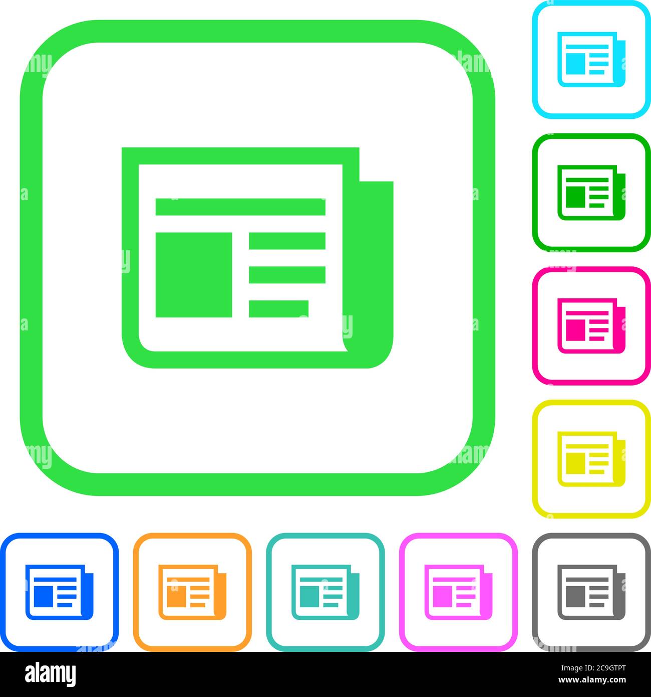 News vivid colored flat icons in curved borders on white background ...