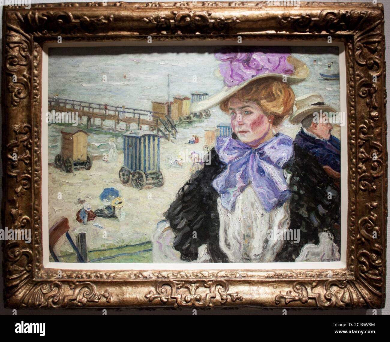 Izsák Perlmutter - Lady in a hat at the seaside. Stock Photo