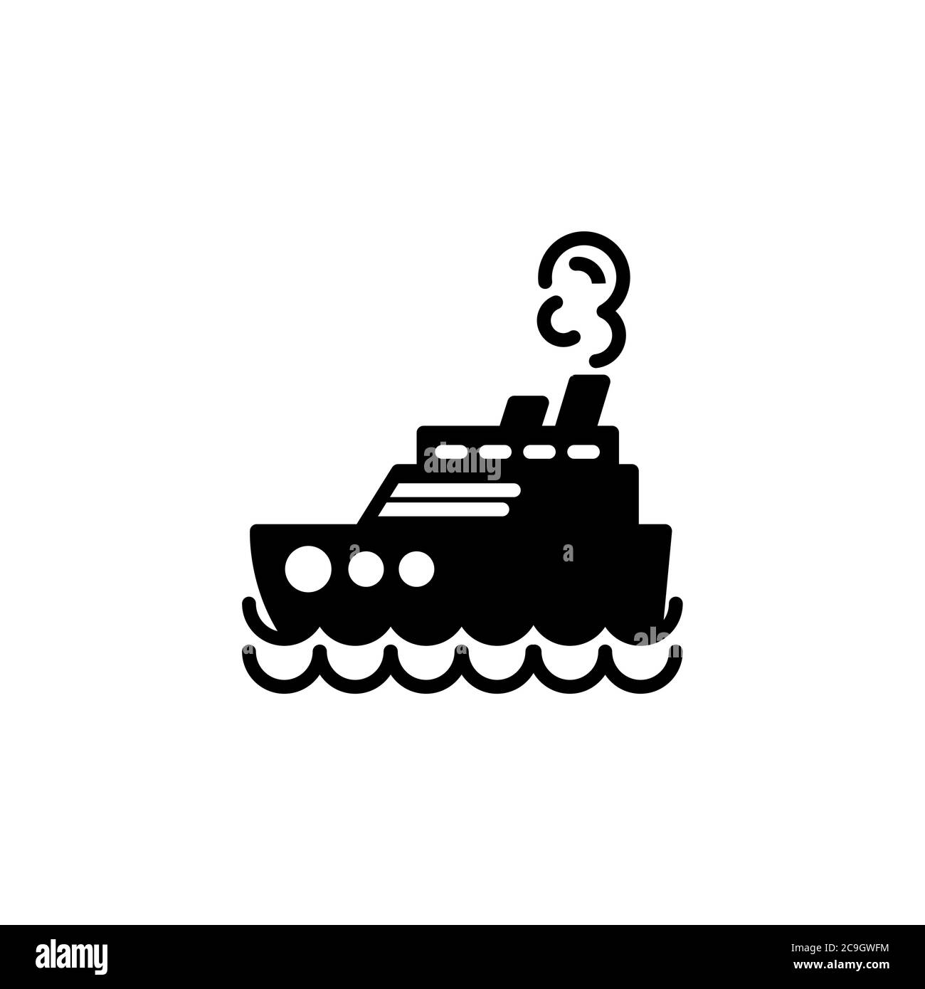 Steamship, steamboat, Cruise sea ship icon. Simple sign, logo. Stock Vector