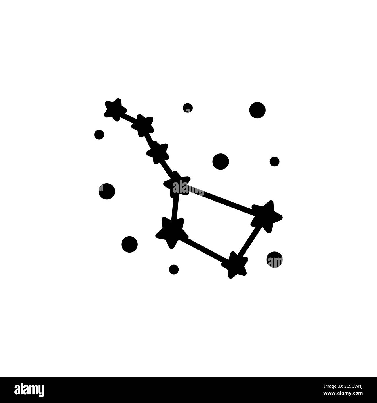 Constellation Ursa Major (Big Dipper, Great Bear) icon vector. Constellation Ursa Major (Big Dipper, Great Bear) simple sign, logo. Stock Vector