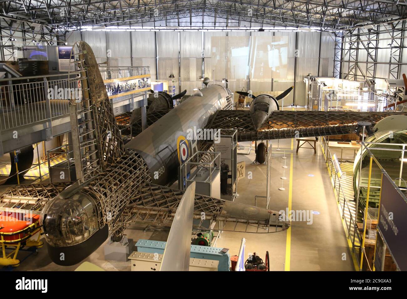 Vickers Wellington Mk1A bomber. Brooklands Museum re-opens after Covid19 lockdown, 1st Aug 2020. Weybridge, Surrey, England, Great Britain, UK, Europe Stock Photo