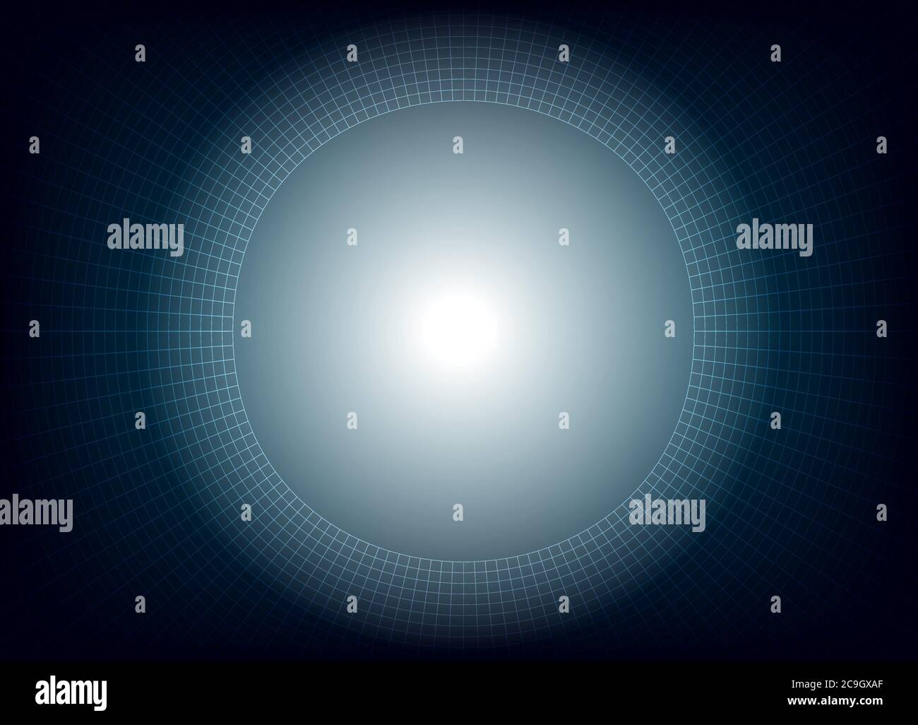 Modern grid line bend into spherical with bright light illuminated in