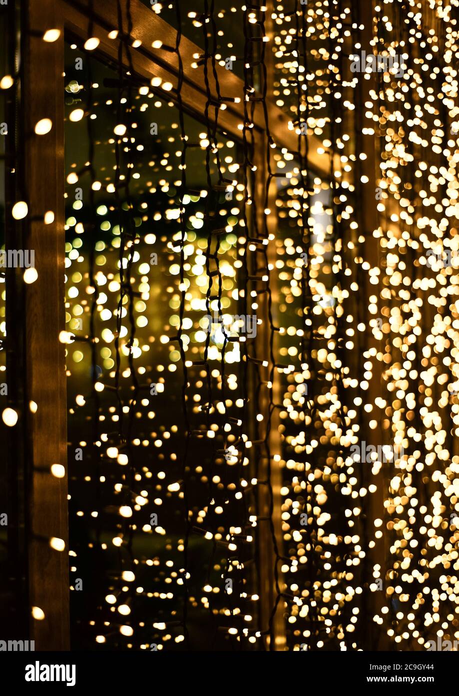 Christmas decoration made of glowing garland. New year illumination