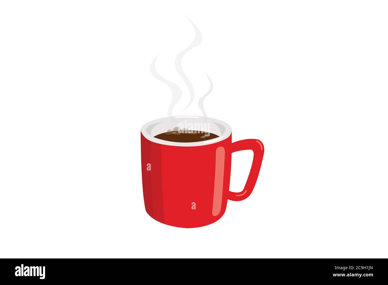 Coffee in a red cup with smoke isolated on white background Stock