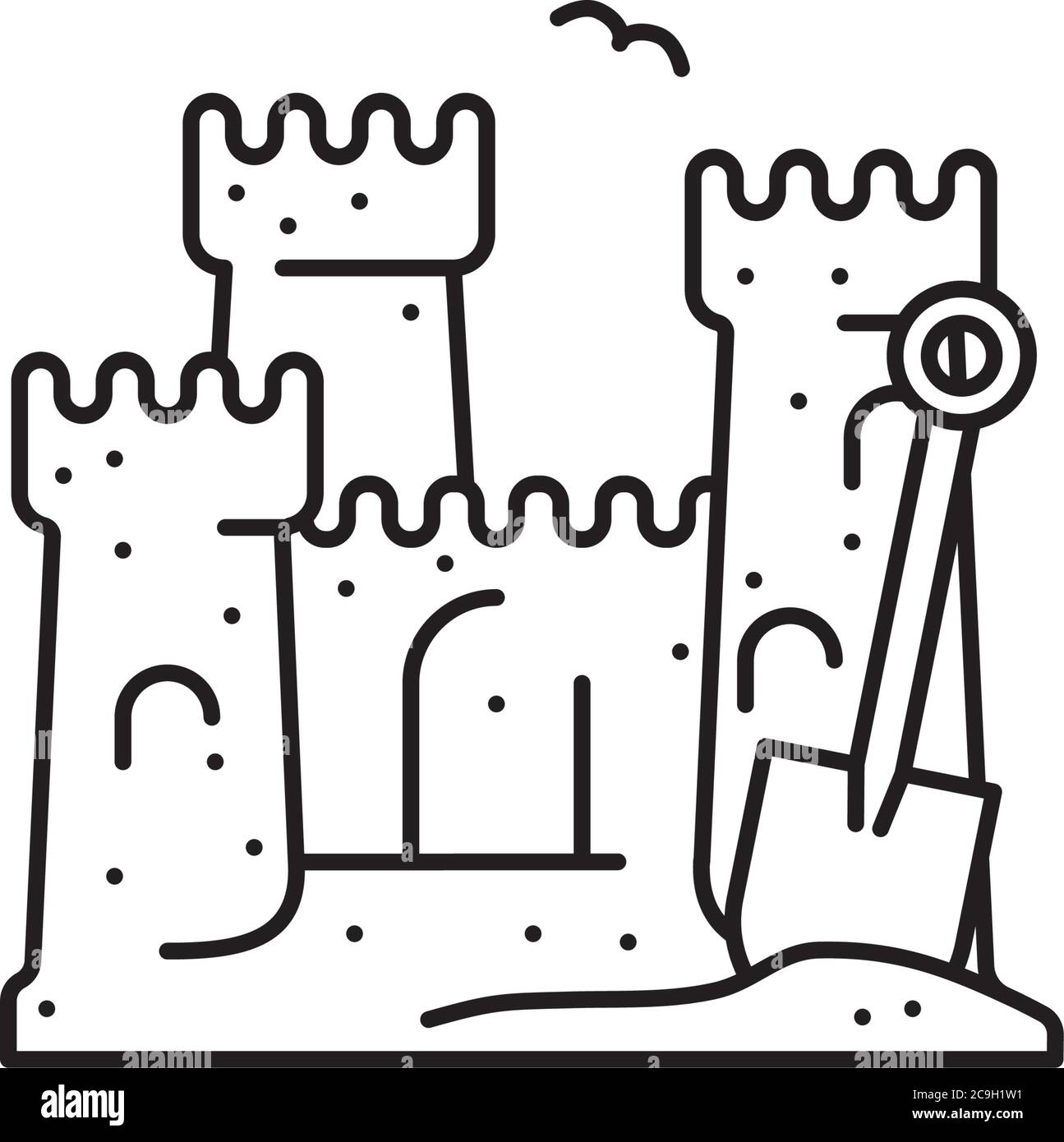 Sand castle vector line icon. Beach and seaside vacations outline symbol  Stock Vector Image & Art - Alamy