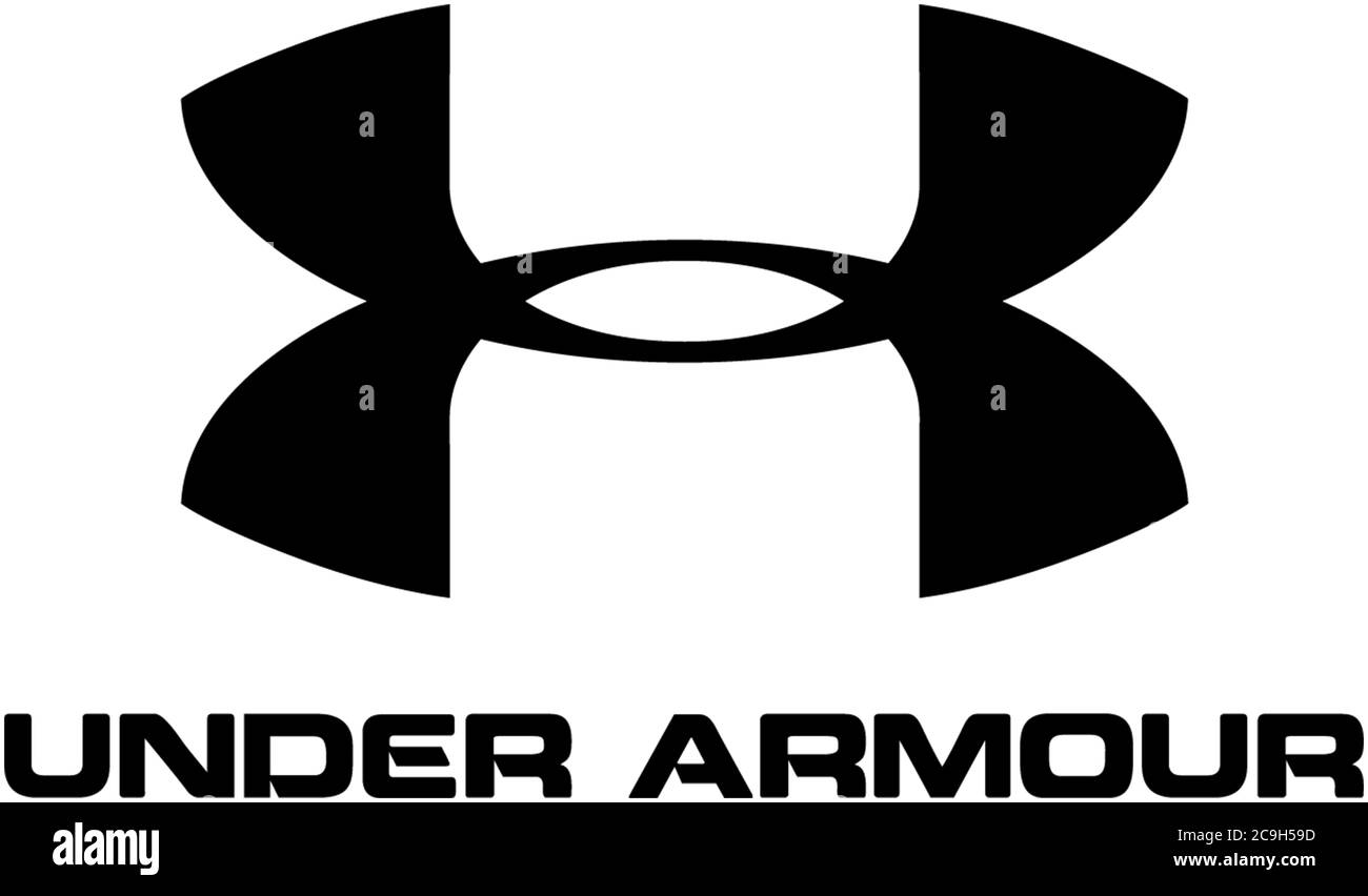 Logo Under Armour, sporting goods manufacturer, sports brand, optional, white background Stock Photo