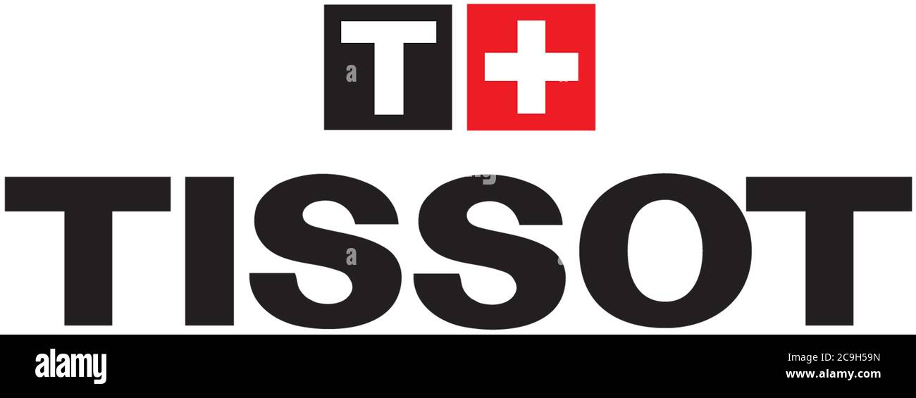 Logo Tissot, Swiss watch brand, luxury brand, exempted, white background Stock Photo