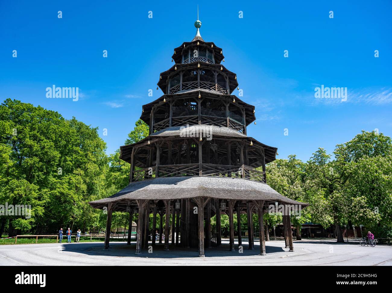 Chinese Tower, English Garden, Munich, Bavaria, Germany Stock Photo