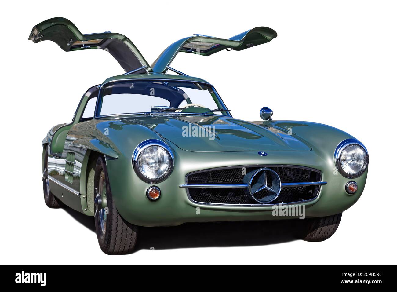 Mercedes Benz W 198, 300 SL Coupe gullwing, year of construction 1955, green, Germany Stock Photo