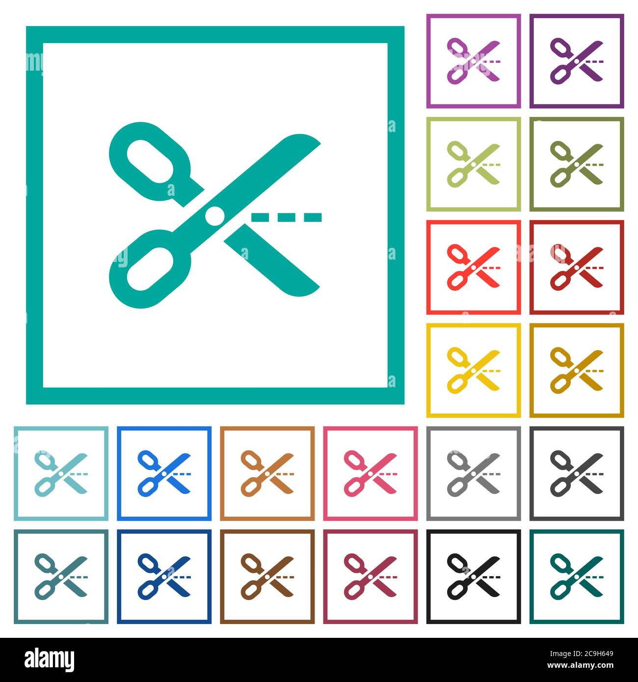 Cut out flat color icons with quadrant frames on white background Stock Vector