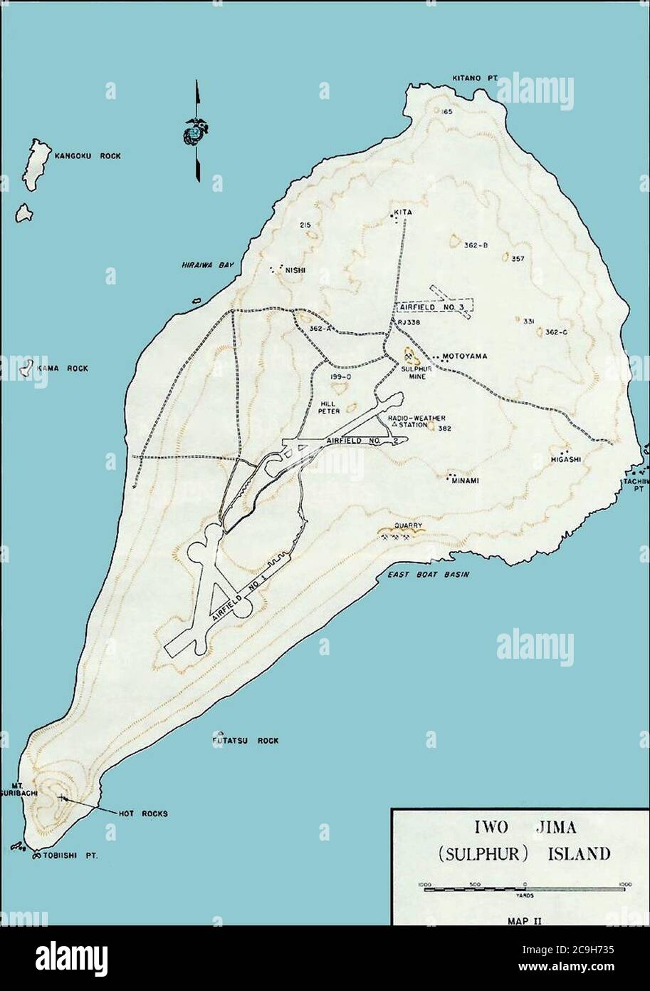 Iwo Jima - map. Stock Photo