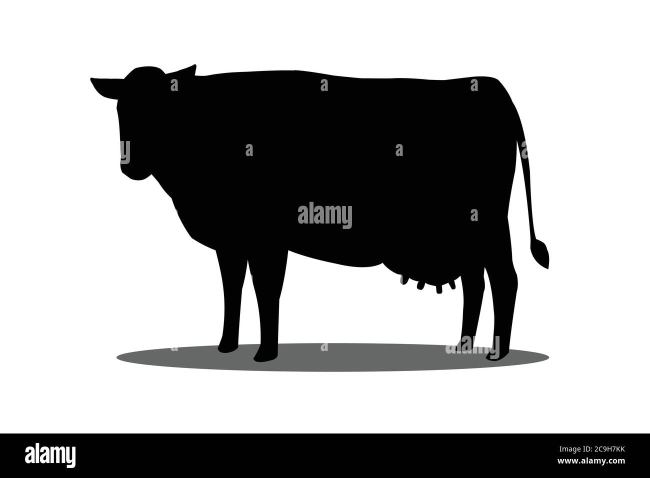 The silhouette of a cow on a white background. Cow isolated on white background. Stock Vector