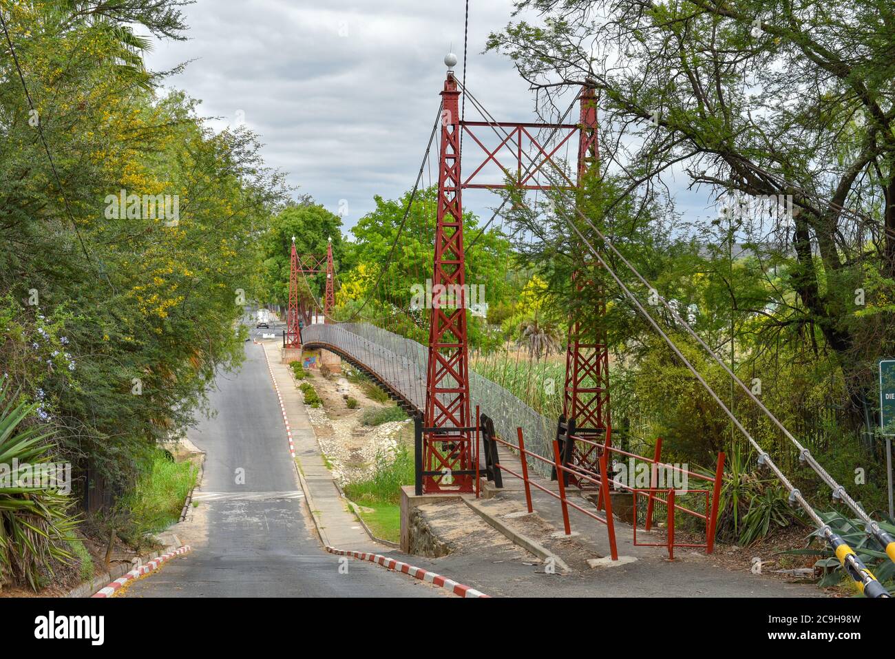 Suspension Bridge in Oudtshoorn is a National Monument in South Africa built in 1914 Stock Photo
