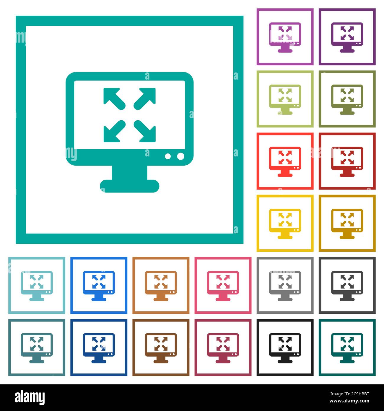 Change to fullscreen view flat color icons with quadrant frames on ...