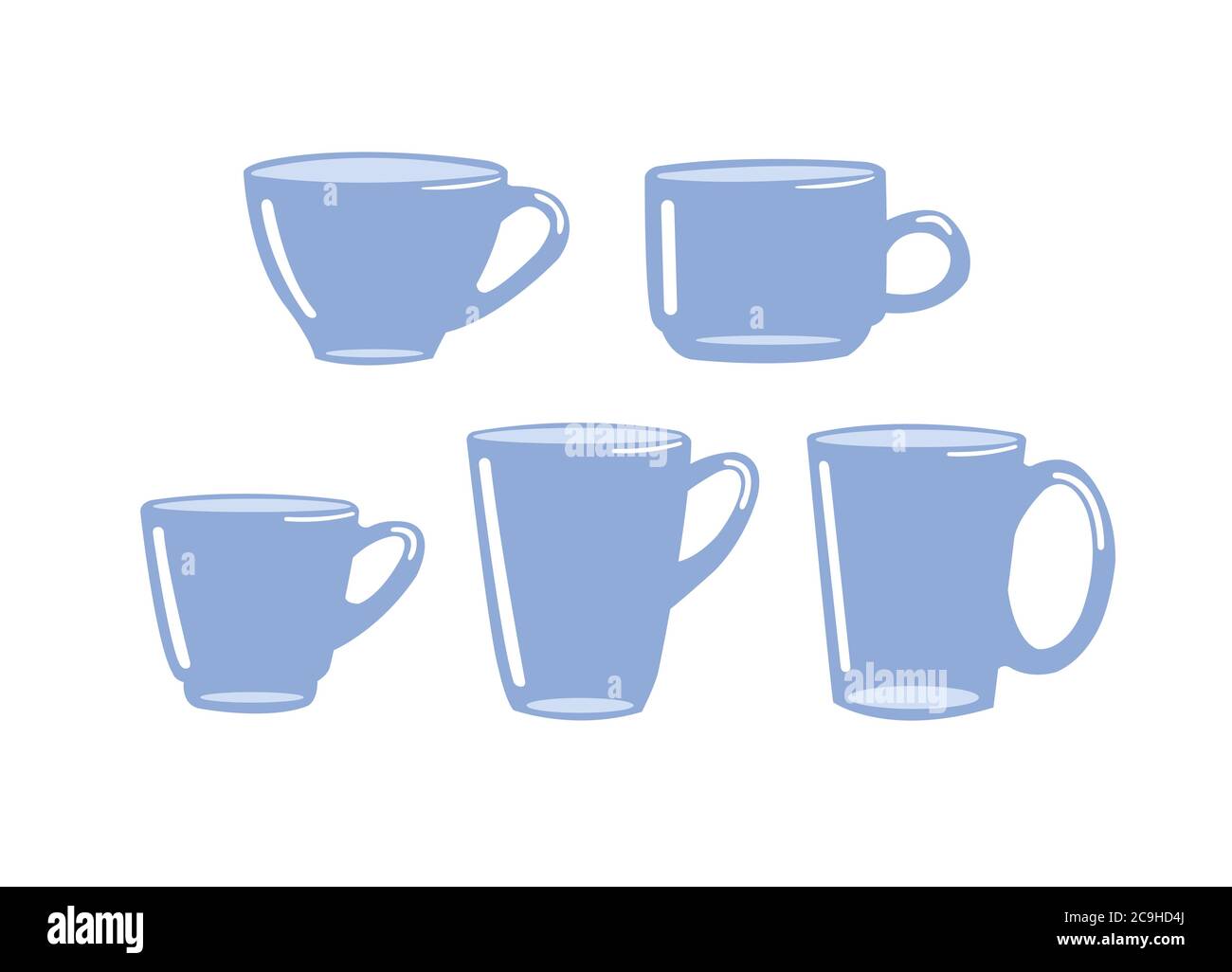 Set of tea cup isolated on white background. Stock Vector