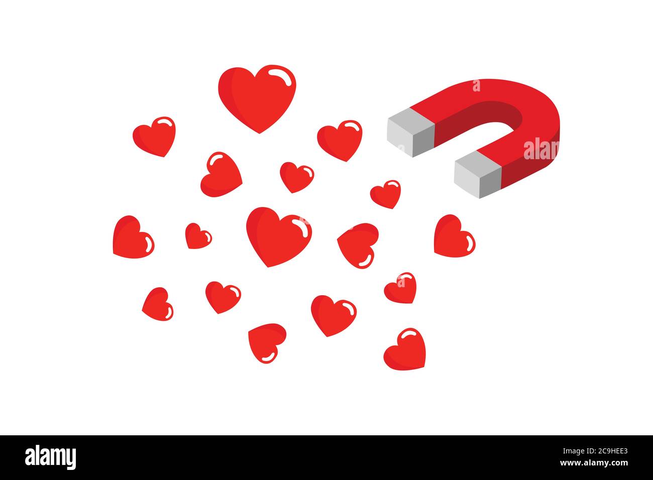 The magnet is attracting the heart into itself. The power to attract love. Stock Vector
