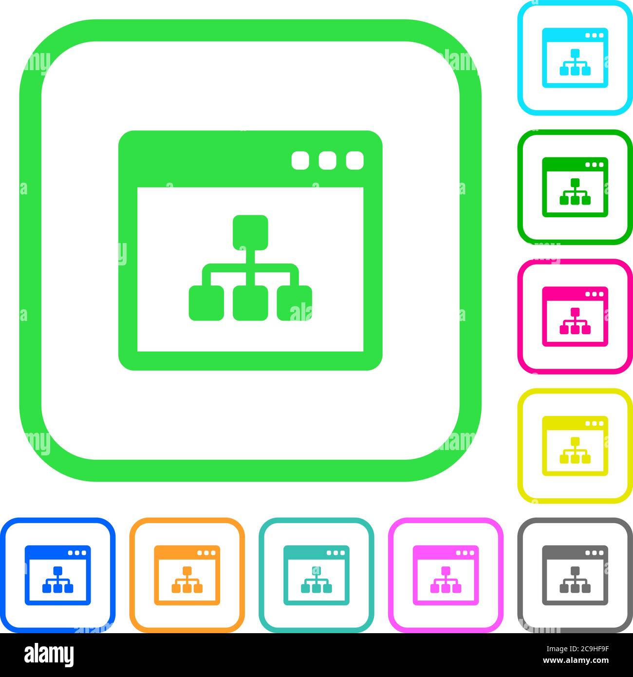 Networking application vivid colored flat icons in curved borders on ...