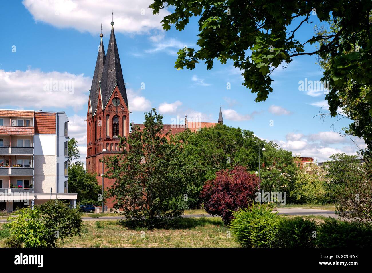 The Friedenskirche (formerly Nicolaikirche and Reformed Church) is a Protestant church and the oldest stone building in Frankfurt (Oder). Stock Photo