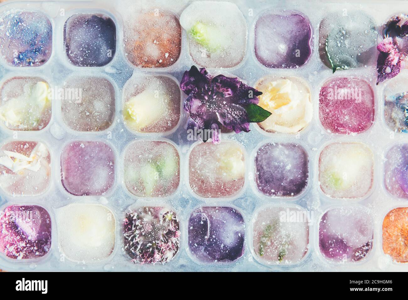 Frozen Flowers in Ice Cubes Stock Photo Alamy