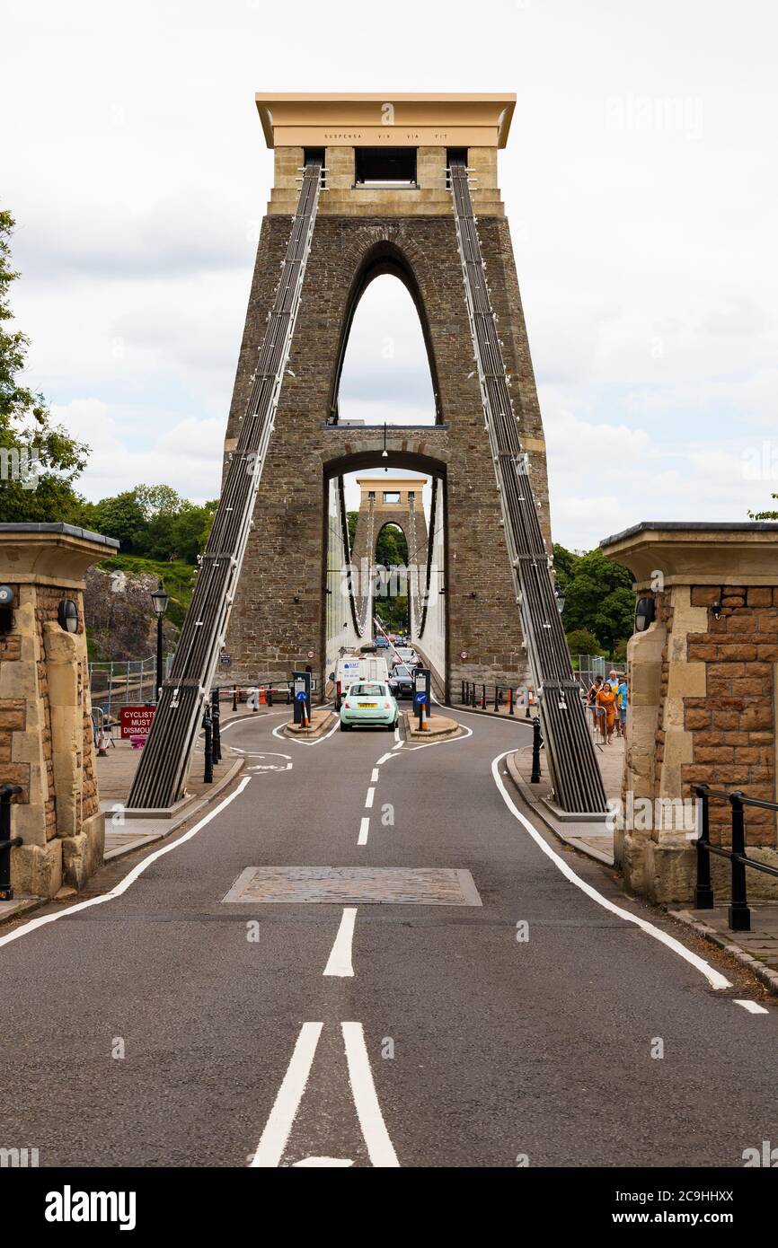 Isambard Kingdom Brunel Clifton Suspension Bridge over the Avon Gorge, between Clifton and Leigh Woods in North Somerset. Bristol, England. July 2020 Stock Photo