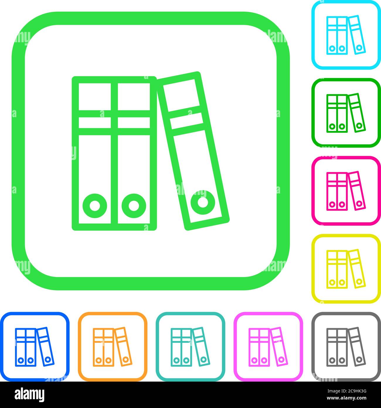 Document folders vivid colored flat icons in curved borders on white ...