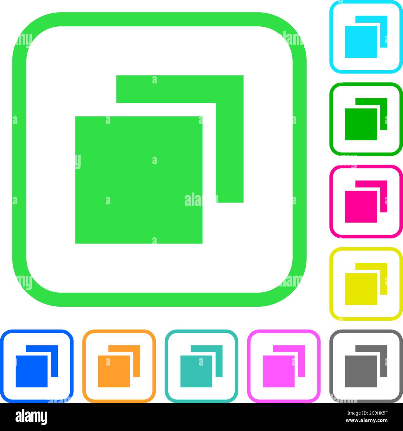 Overlapping elements vivid colored flat icons in curved borders on white background Stock Vector
