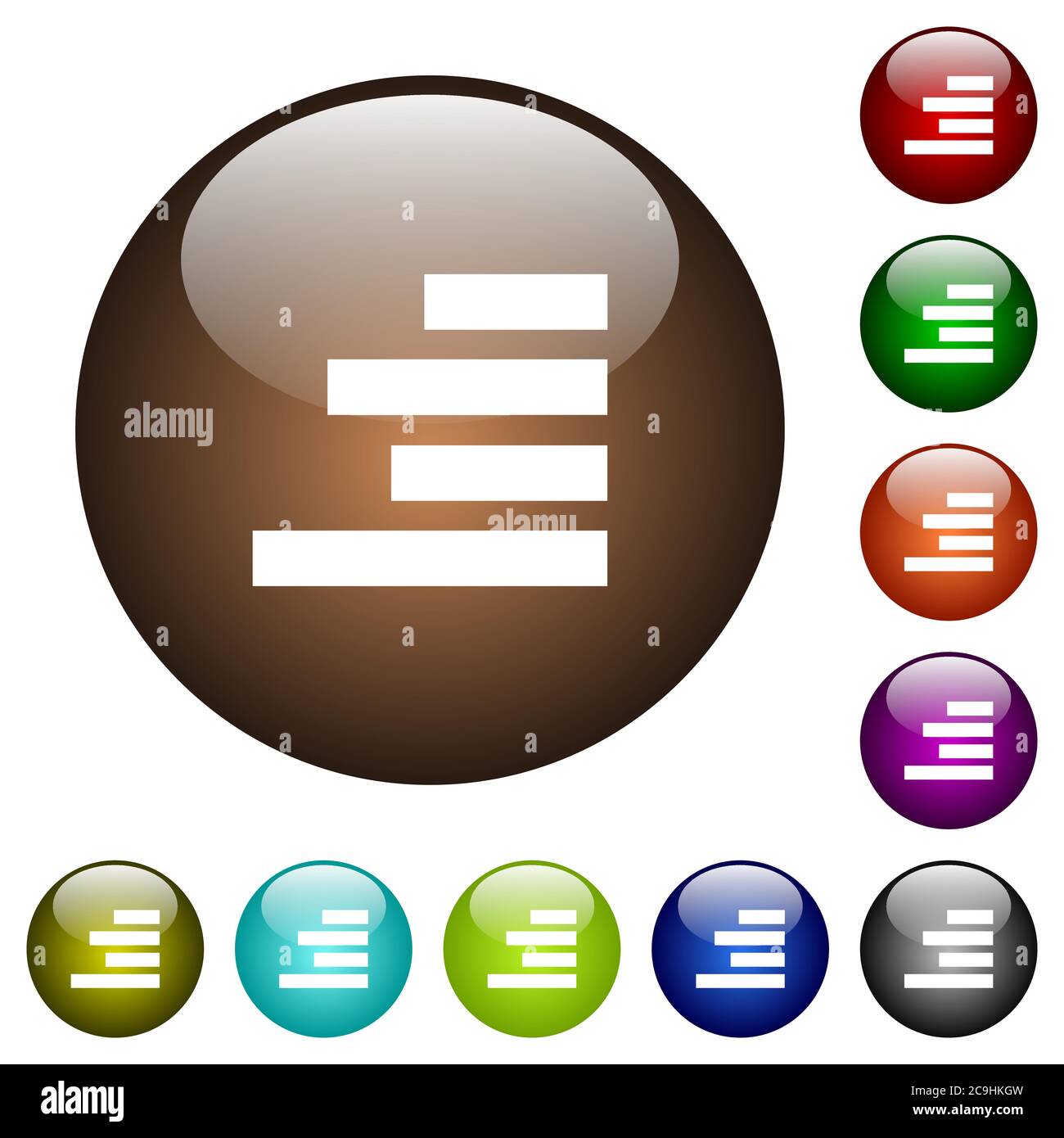 Text align right white icons on round color glass buttons Stock Vector ...