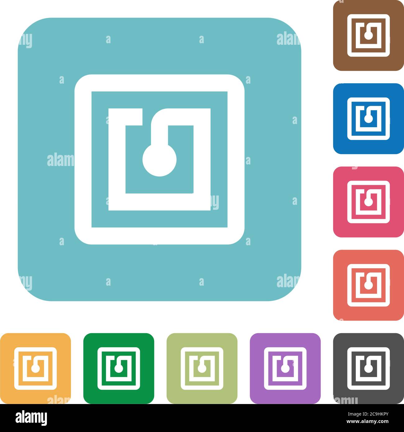 NFC sticker white flat icons on color rounded square backgrounds Stock Vector