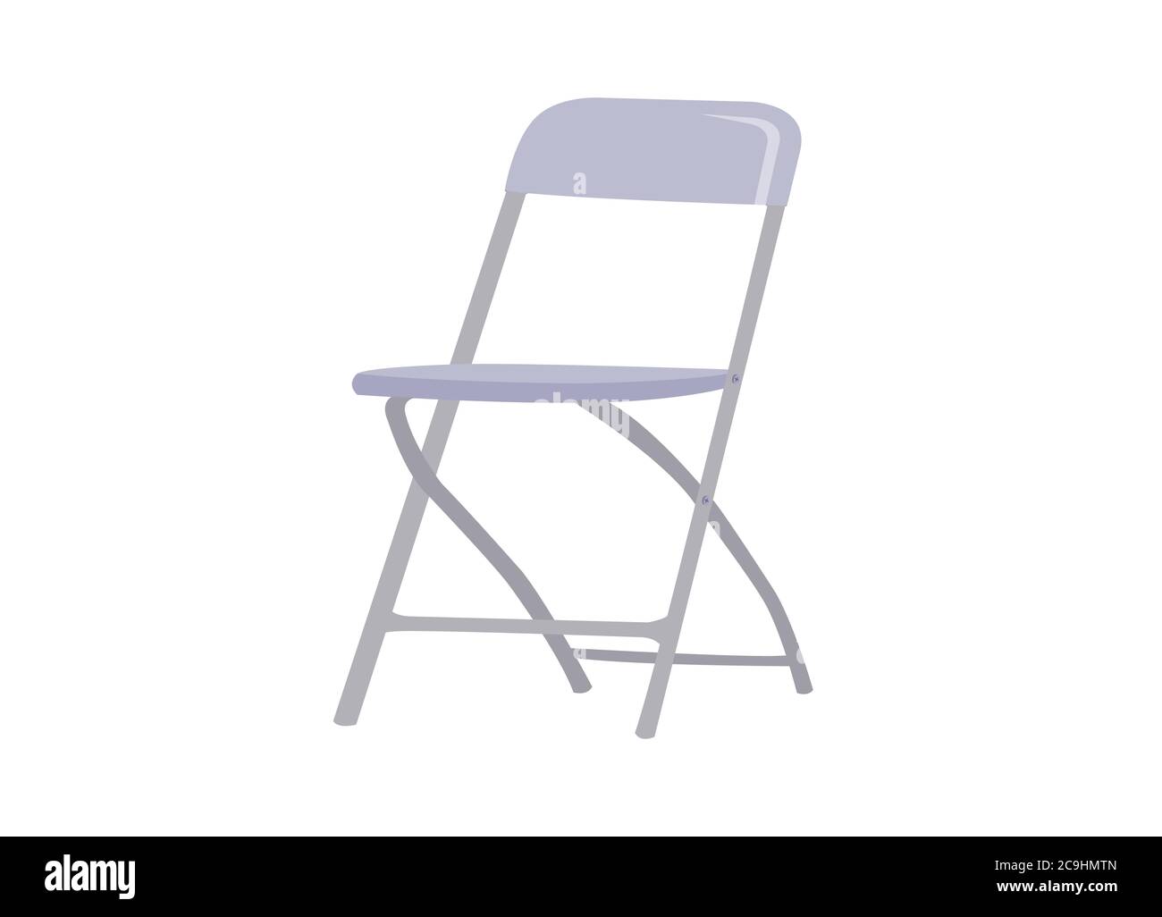 Steel foldable chair isolated on white background. Stock Vector
