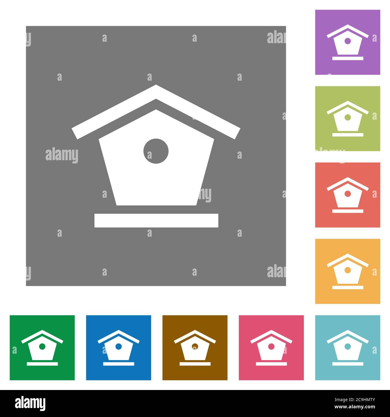 Bird feeder flat icons on simple color square backgrounds Stock Vector ...