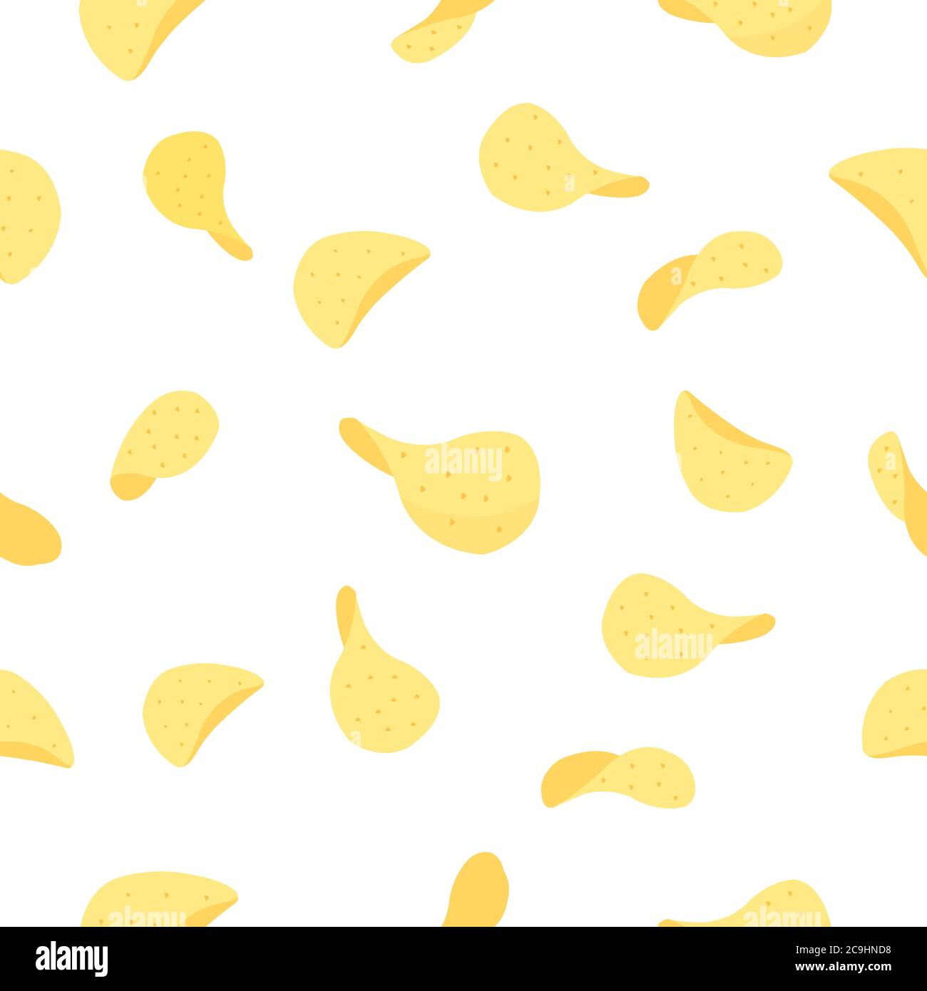 Potato chips seamless pattern background. Seamless potato chips on white background. Stock Vector