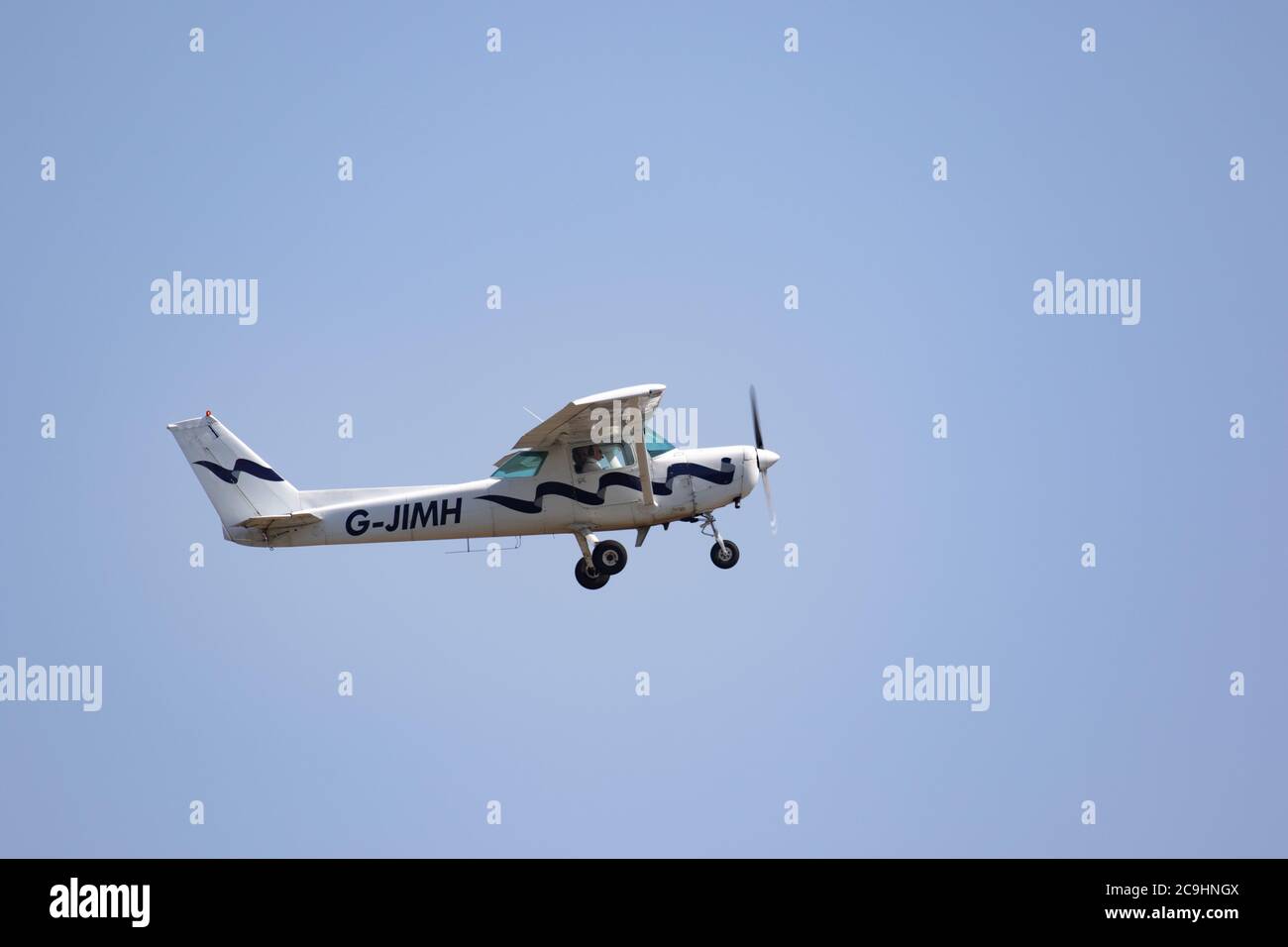 Light aircraft just after take off from Wolverhampton Halfpenny Green Airport. Staffordshire, UK Stock Photo